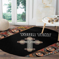 Personalized Ethiopian Orthodox Church Angel Round Carpet Black Color