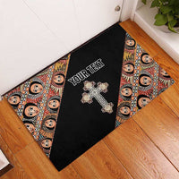 Personalized Ethiopian Orthodox Church Angel Rubber Doormat Black Color