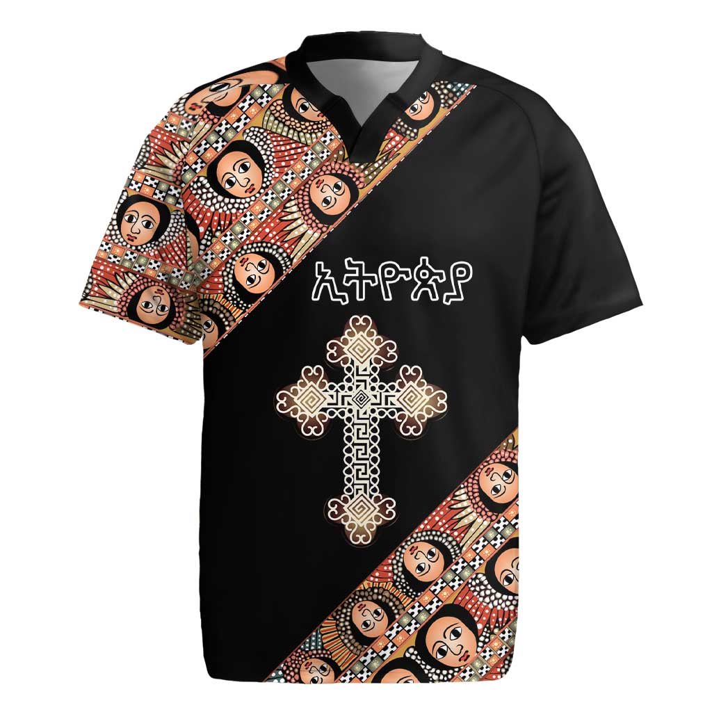 Personalized Ethiopian Orthodox Church Angel Rugby Jersey Black Color