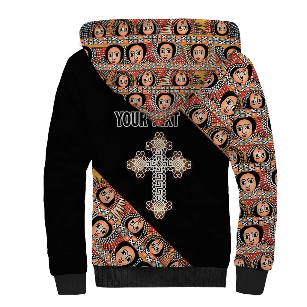 Personalized Ethiopian Orthodox Church Angel Sherpa Hoodie Black Color