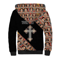 Personalized Ethiopian Orthodox Church Angel Sherpa Hoodie Black Color