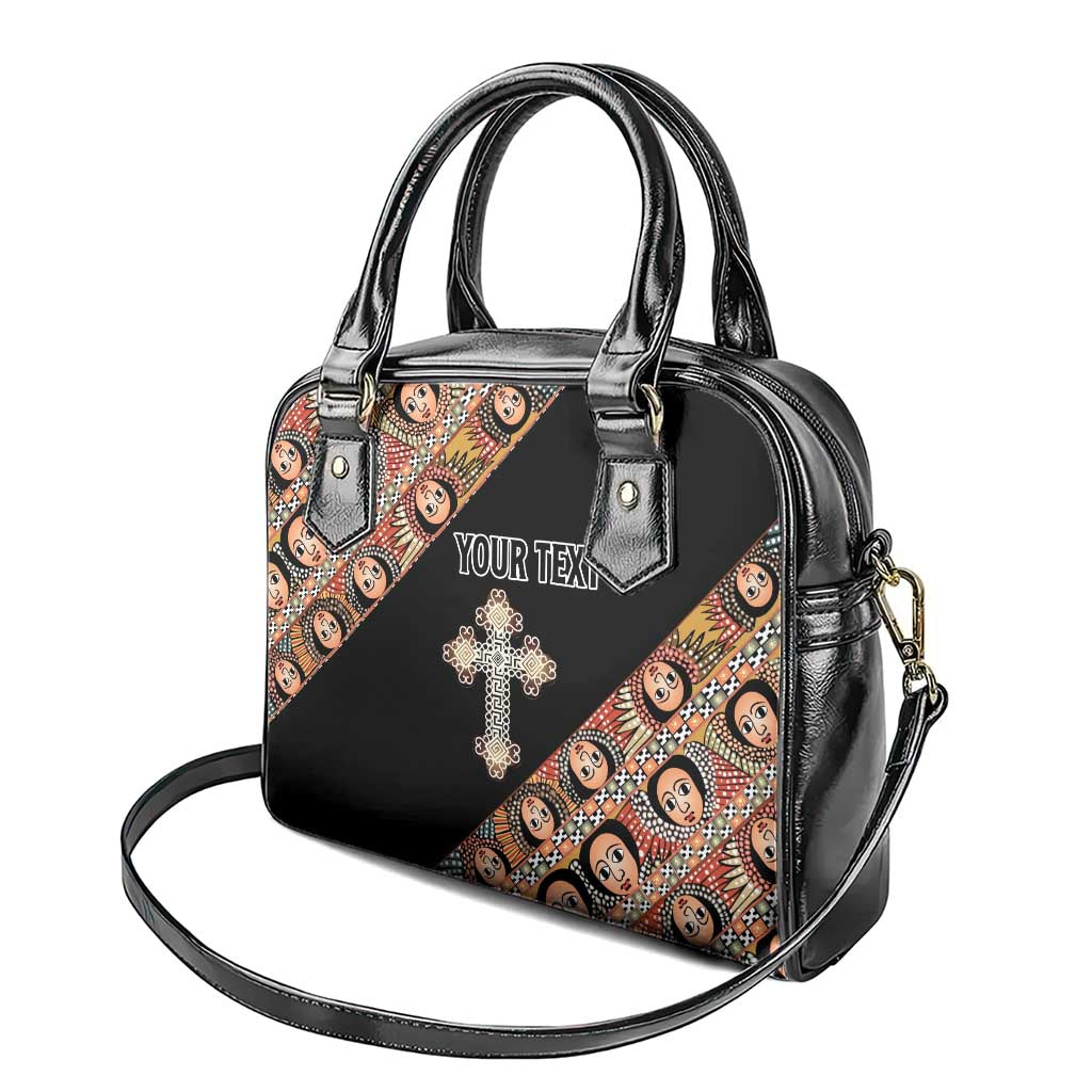 Personalized Ethiopian Orthodox Church Angel Shoulder Handbag Black Color