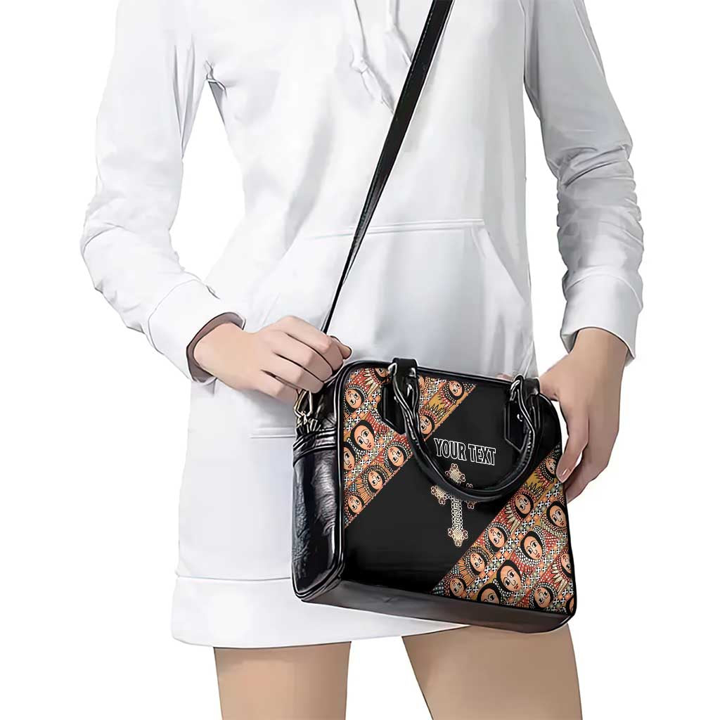 Personalized Ethiopian Orthodox Church Angel Shoulder Handbag Black Color