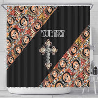 Personalized Ethiopian Orthodox Church Angel Shower Curtain Black Color