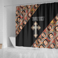 Personalized Ethiopian Orthodox Church Angel Shower Curtain Black Color