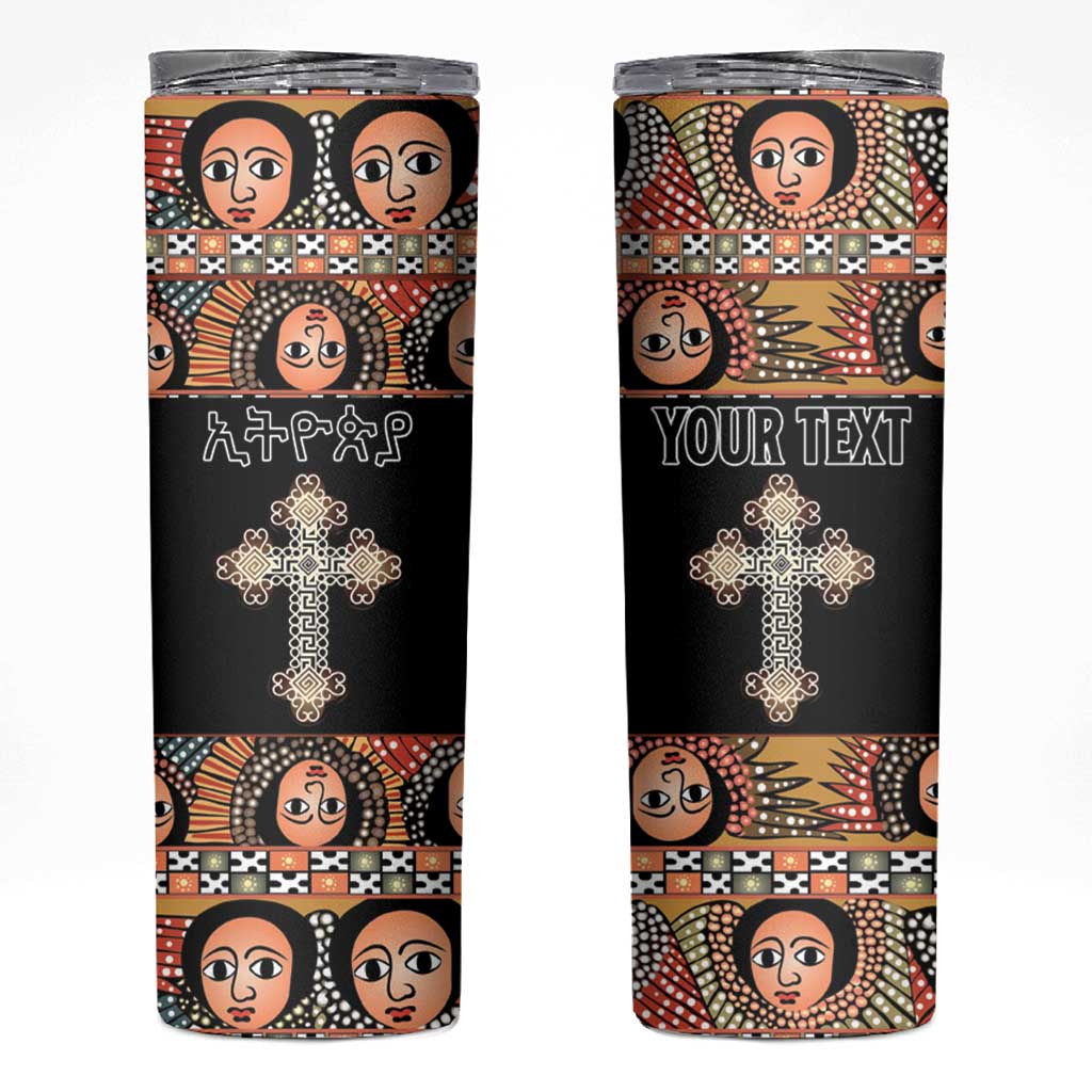 Personalized Ethiopian Orthodox Church Angel Skinny Tumbler Black Color
