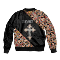 Personalized Ethiopian Orthodox Church Angel Sleeve Zip Bomber Jacket Black Color