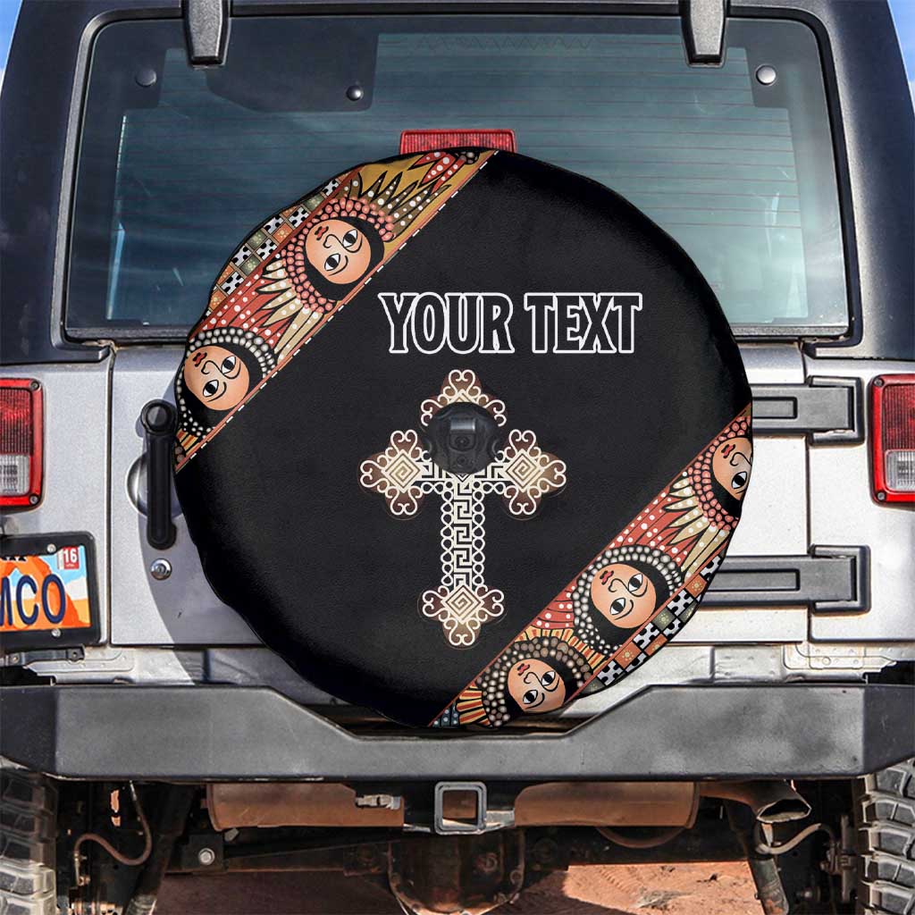 Personalized Ethiopian Orthodox Church Angel Spare Tire Cover Black Color