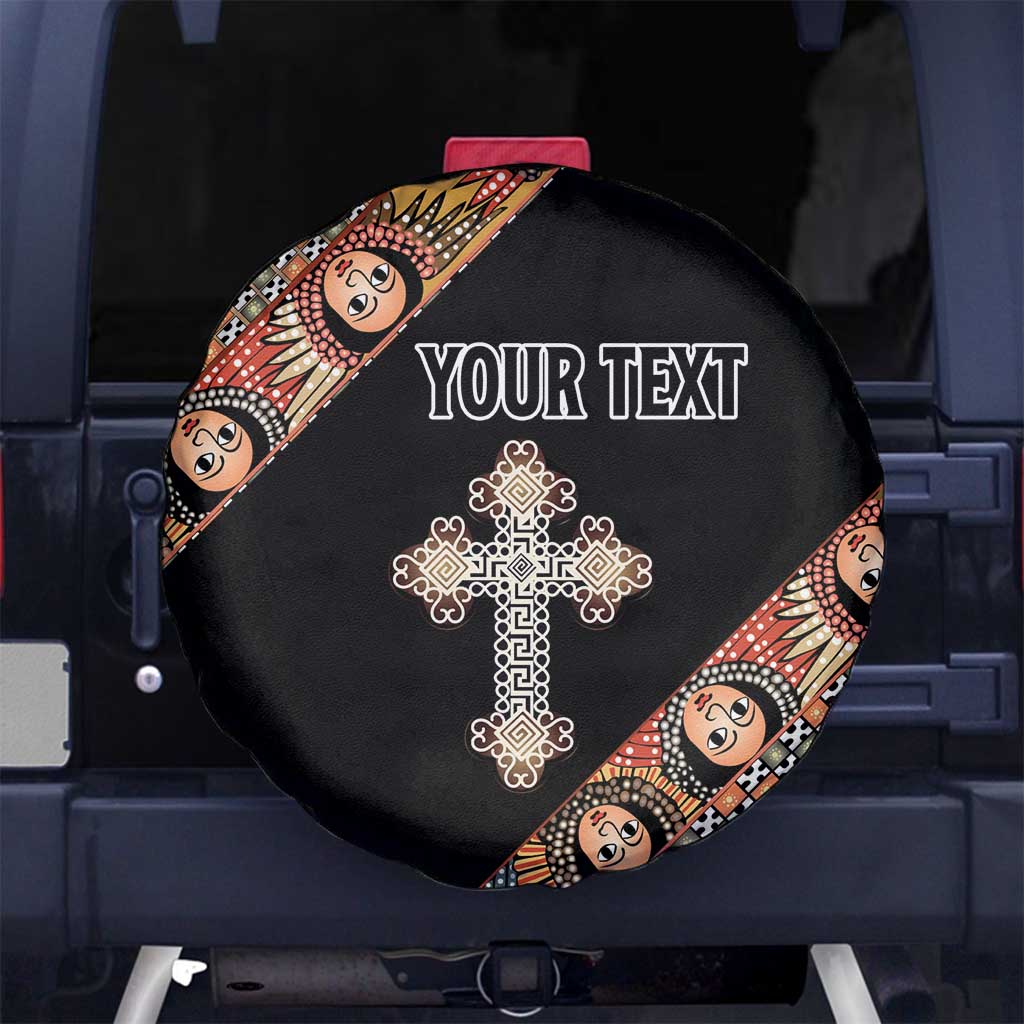 Personalized Ethiopian Orthodox Church Angel Spare Tire Cover Black Color
