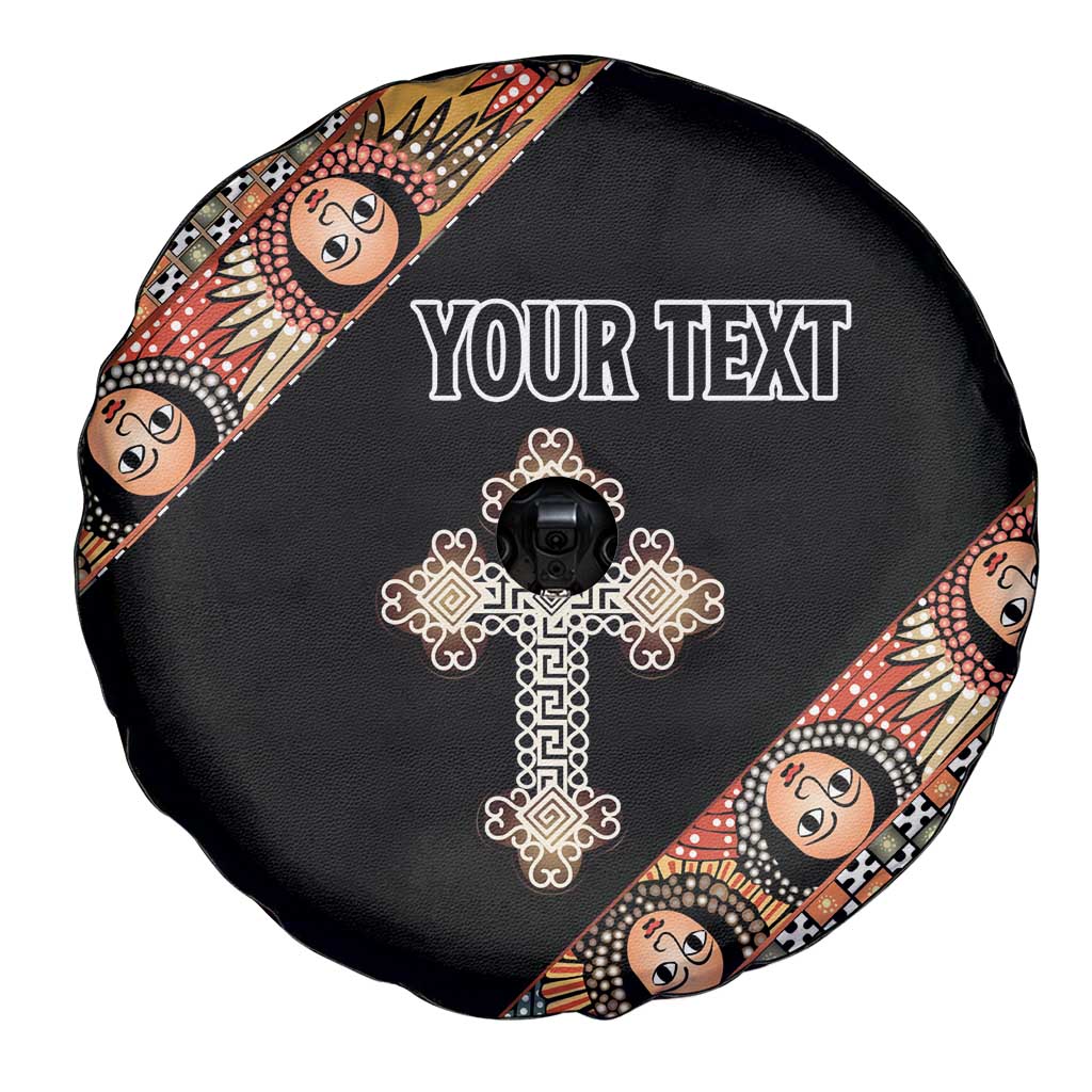 Personalized Ethiopian Orthodox Church Angel Spare Tire Cover Black Color