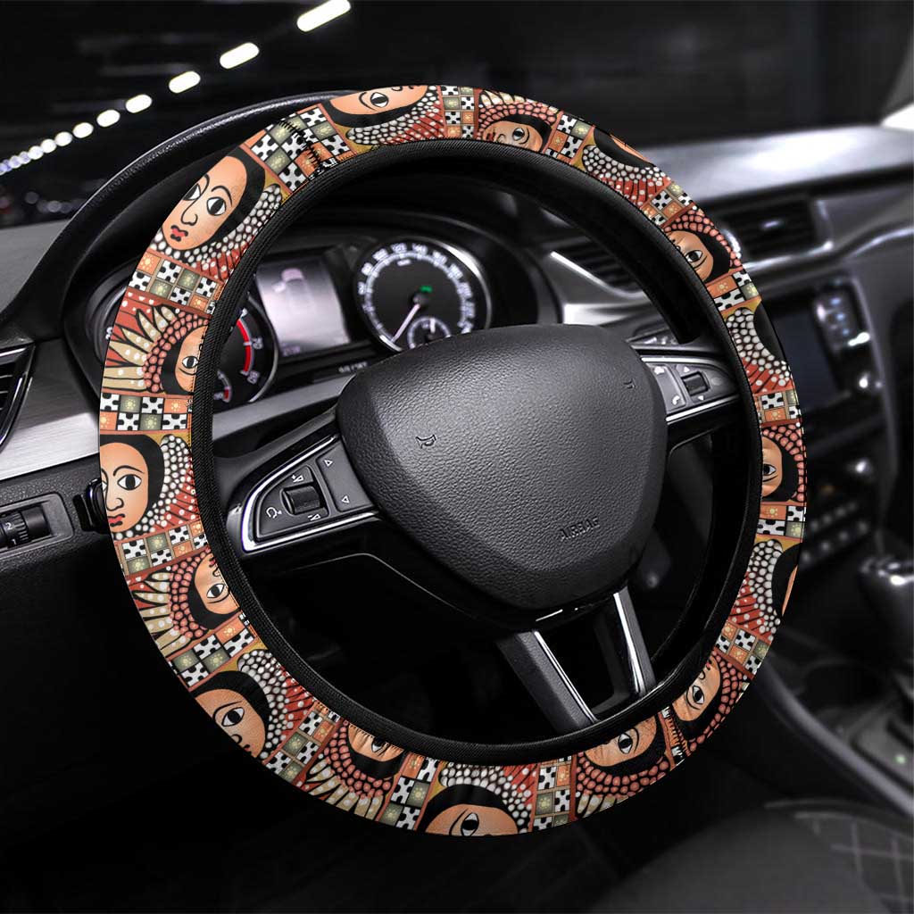 Ethiopian Orthodox Church Angel Steering Wheel Cover Black Color