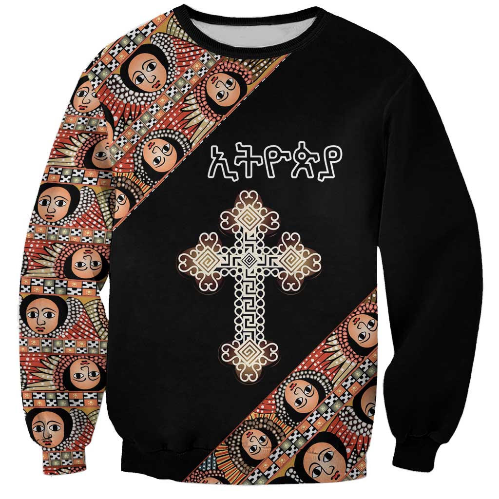 Personalized Ethiopian Orthodox Church Angel Sweatshirt Black Color