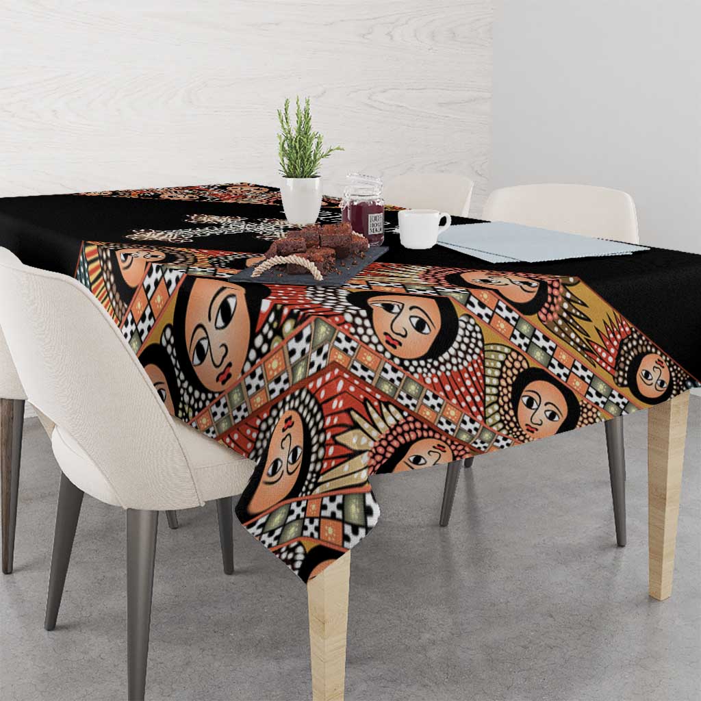 Personalized Ethiopian Orthodox Church Angel Tablecloth Black Color