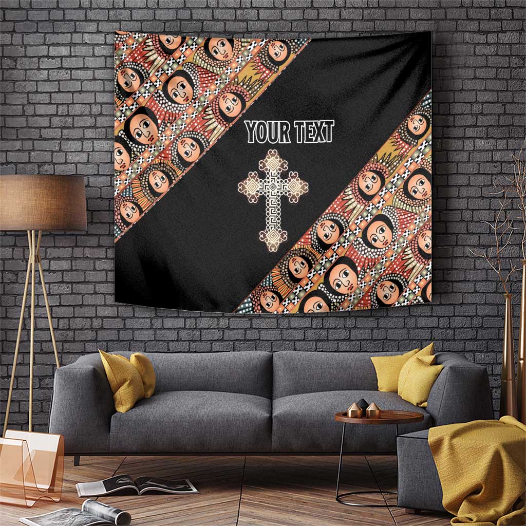 Personalized Ethiopian Orthodox Church Angel Tapestry Black Color