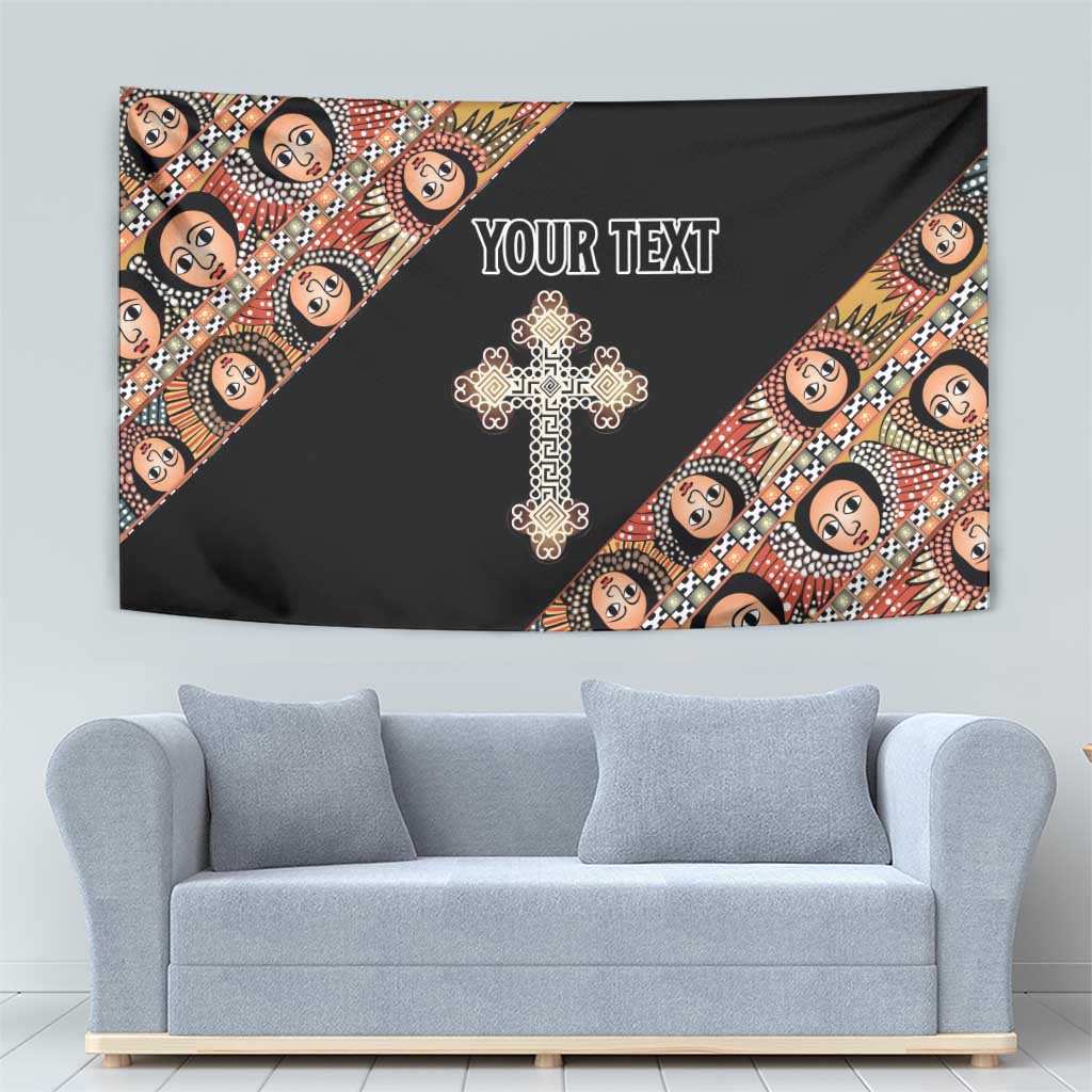 Personalized Ethiopian Orthodox Church Angel Tapestry Black Color