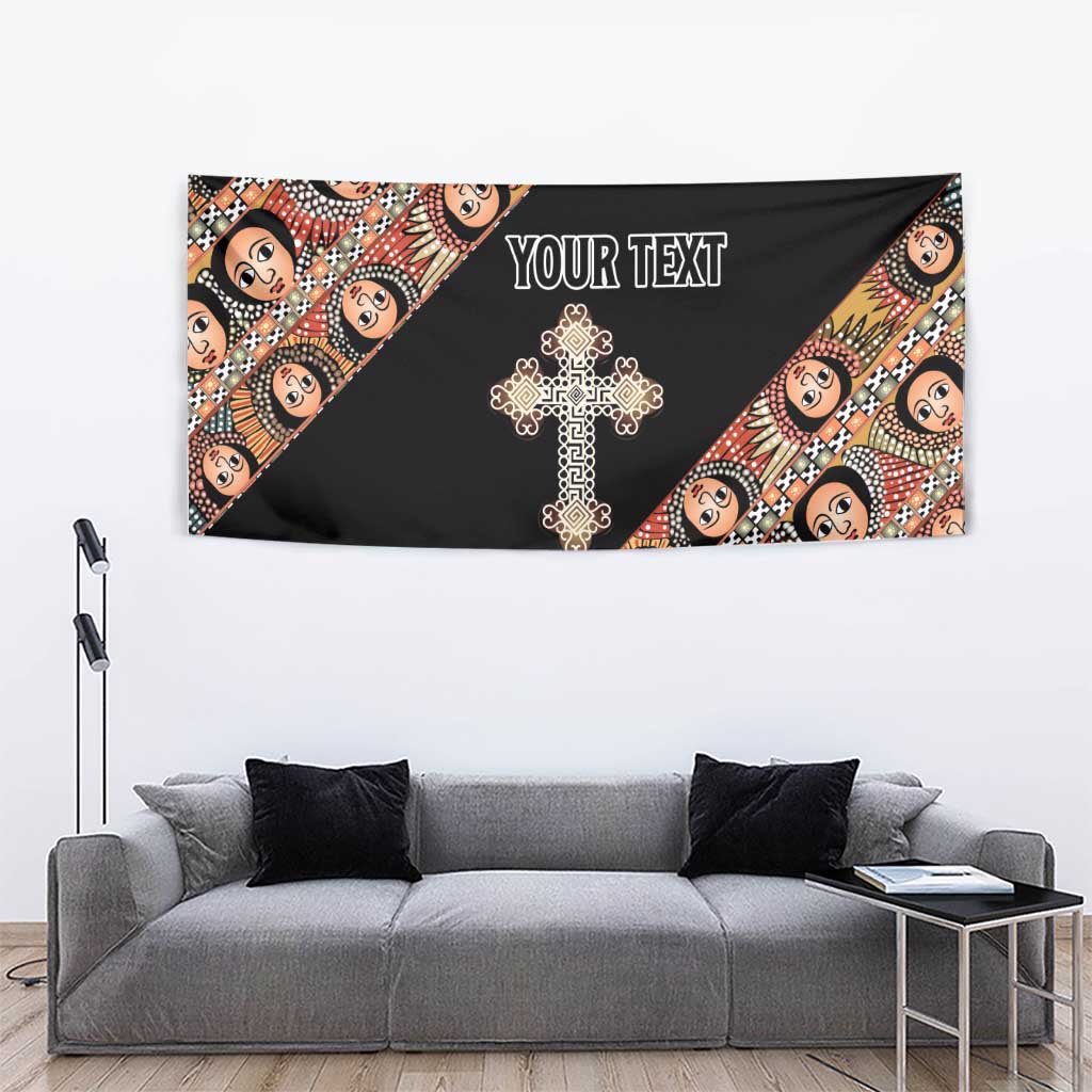 Personalized Ethiopian Orthodox Church Angel Tapestry Black Color
