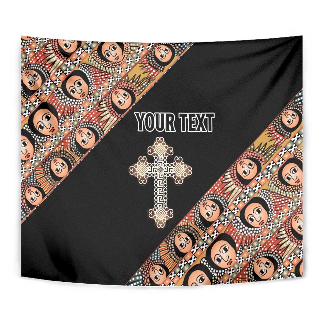 Personalized Ethiopian Orthodox Church Angel Tapestry Black Color