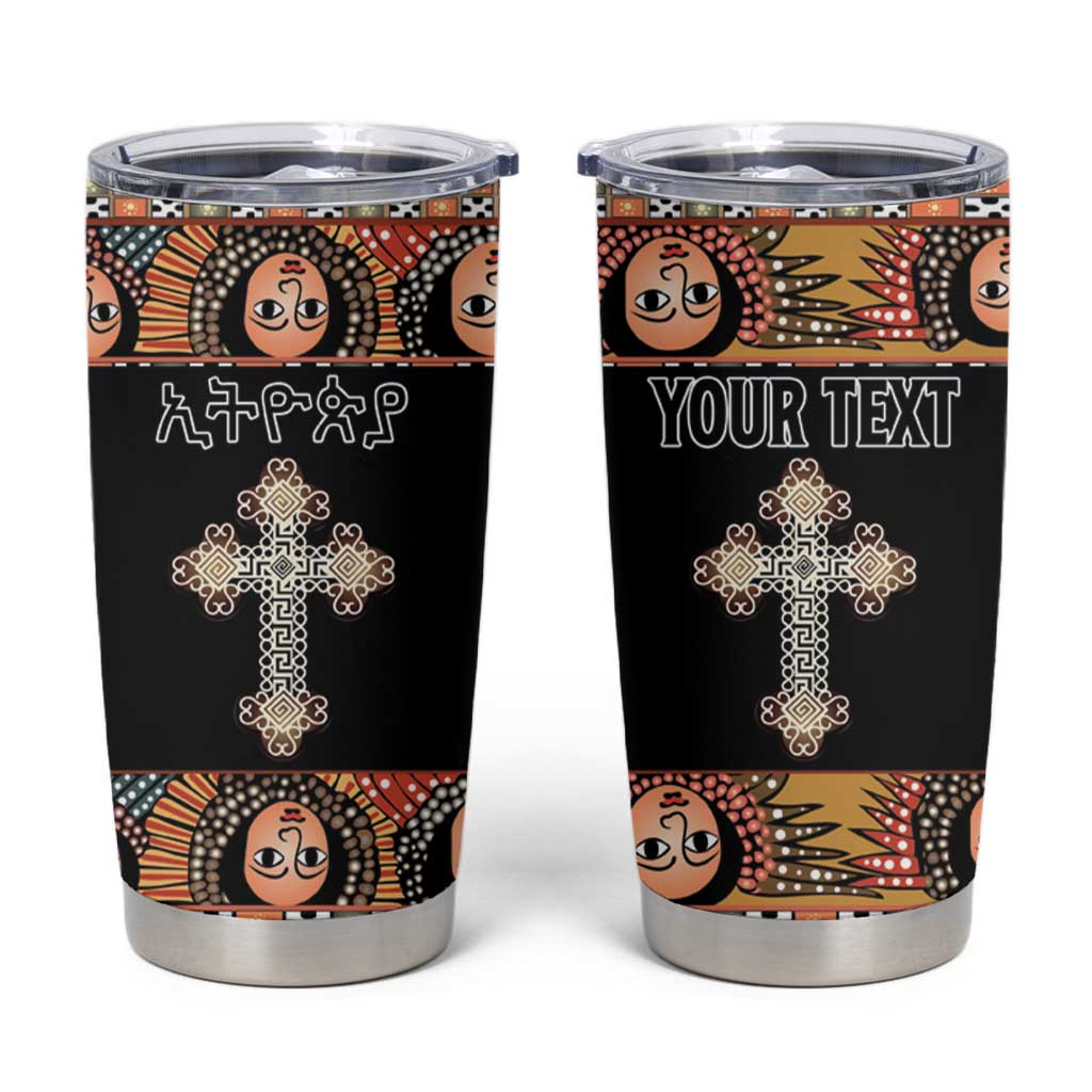 Personalized Ethiopian Orthodox Church Angel Tumbler Cup Black Color