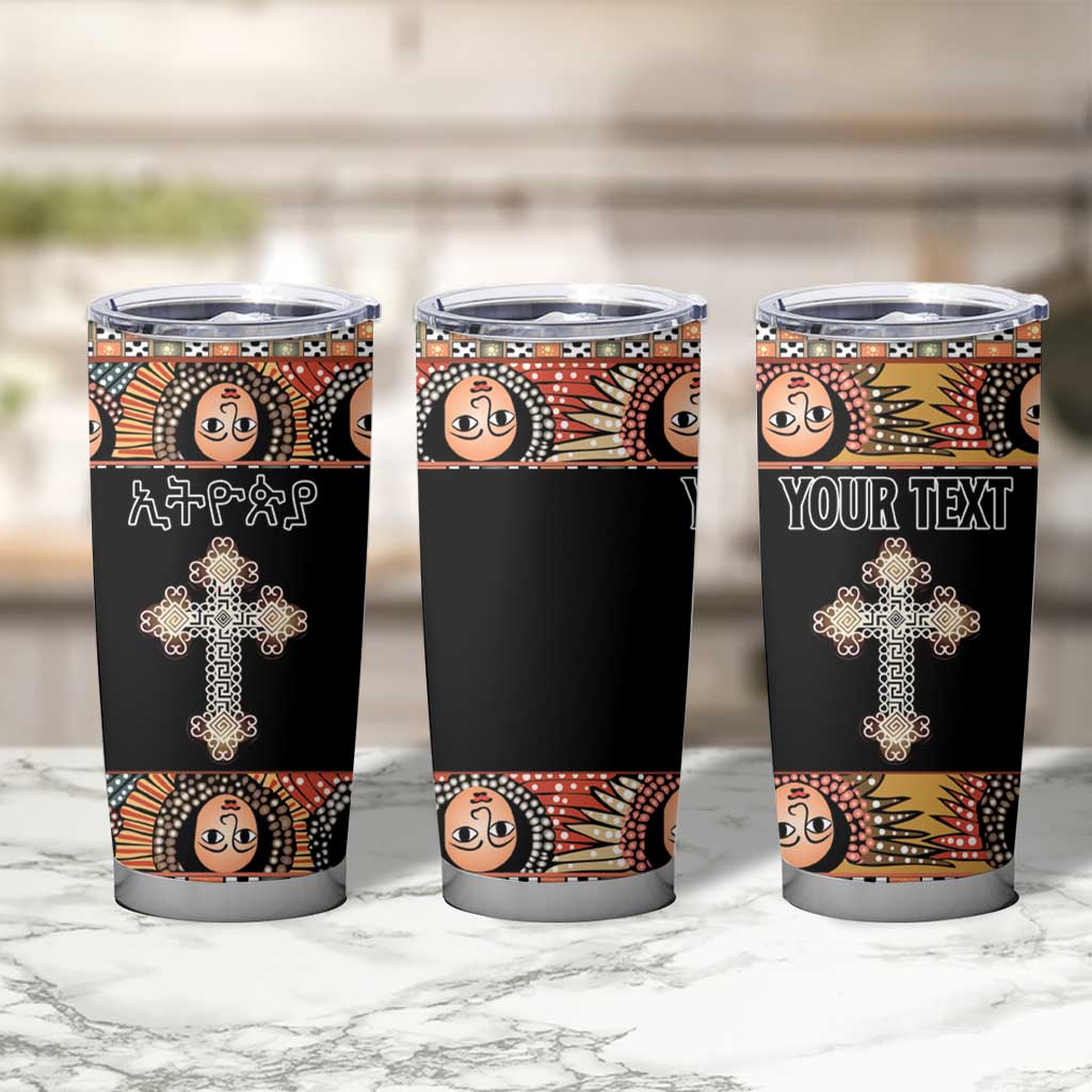 Personalized Ethiopian Orthodox Church Angel Tumbler Cup Black Color