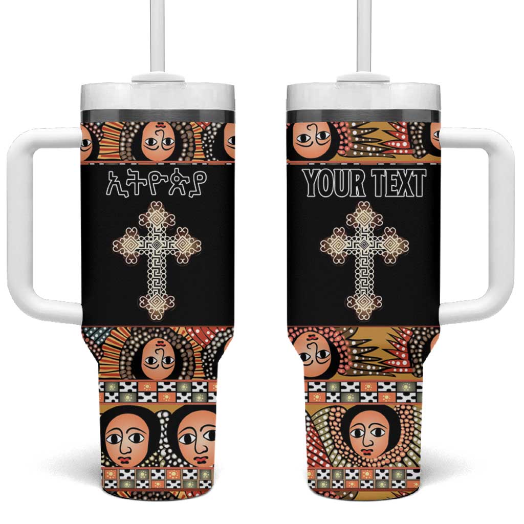 Personalized Ethiopian Orthodox Church Angel Tumbler With Handle Black Color