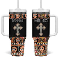 Personalized Ethiopian Orthodox Church Angel Tumbler With Handle Black Color