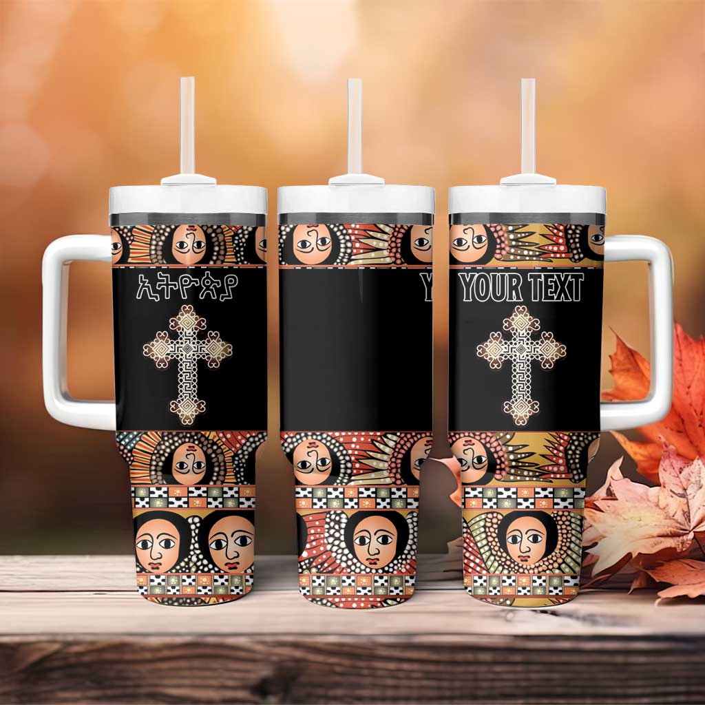 Personalized Ethiopian Orthodox Church Angel Tumbler With Handle Black Color