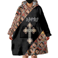 Personalized Ethiopian Orthodox Church Angel Wearable Blanket Hoodie Black Color