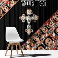 Personalized Ethiopian Orthodox Church Angel Window Curtain Black Color