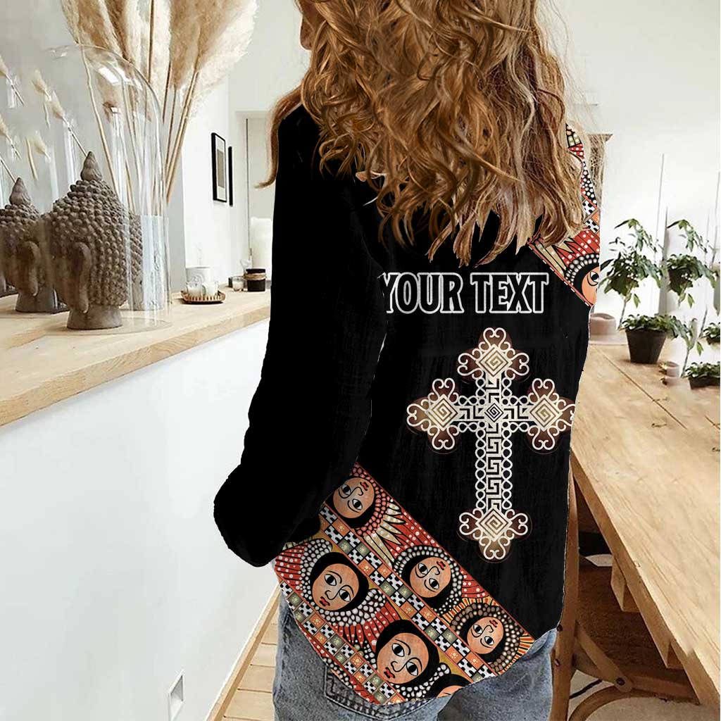 Personalized Ethiopian Orthodox Church Angel Women Casual Shirt Black Color