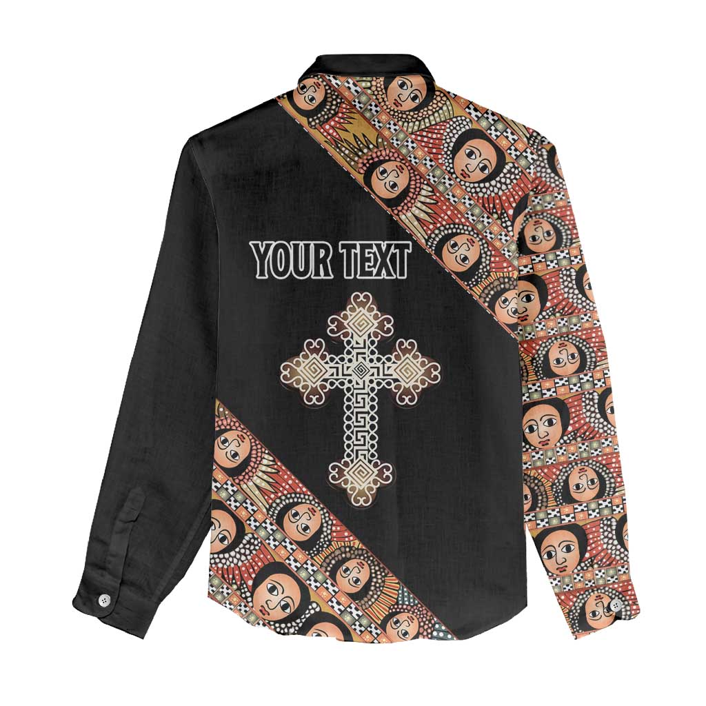 Personalized Ethiopian Orthodox Church Angel Women Casual Shirt Black Color