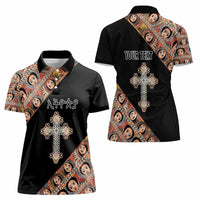 Personalized Ethiopian Orthodox Church Angel Women Polo Shirt Black Color
