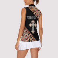Personalized Ethiopian Orthodox Church Angel Women Sleeveless Polo Shirt Black Color