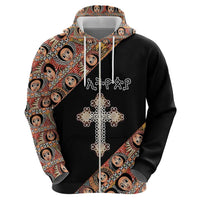 Personalized Ethiopian Orthodox Church Angel Zip Hoodie Black Color