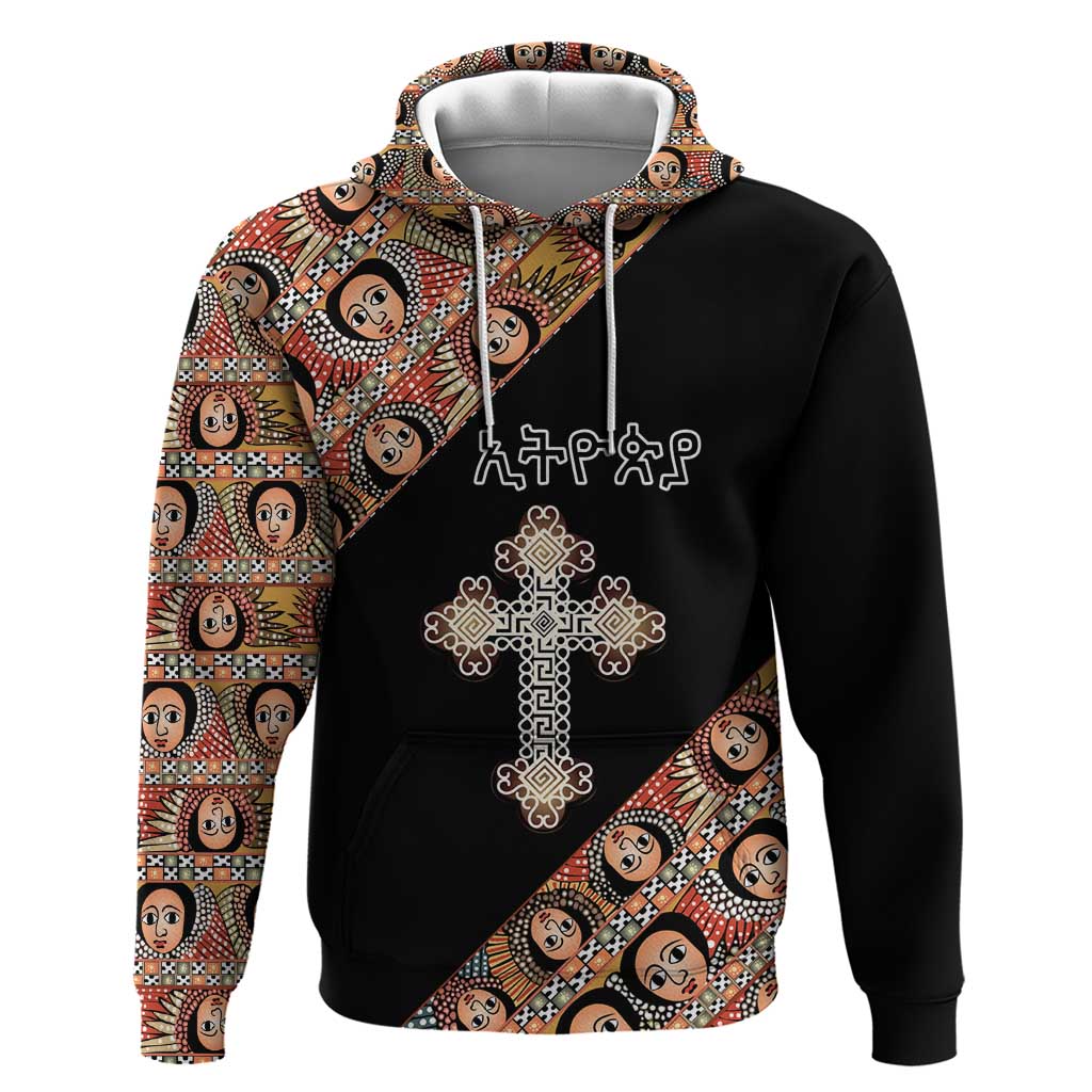 Personalized Ethiopian Orthodox Church Angel Zip Hoodie Black Color