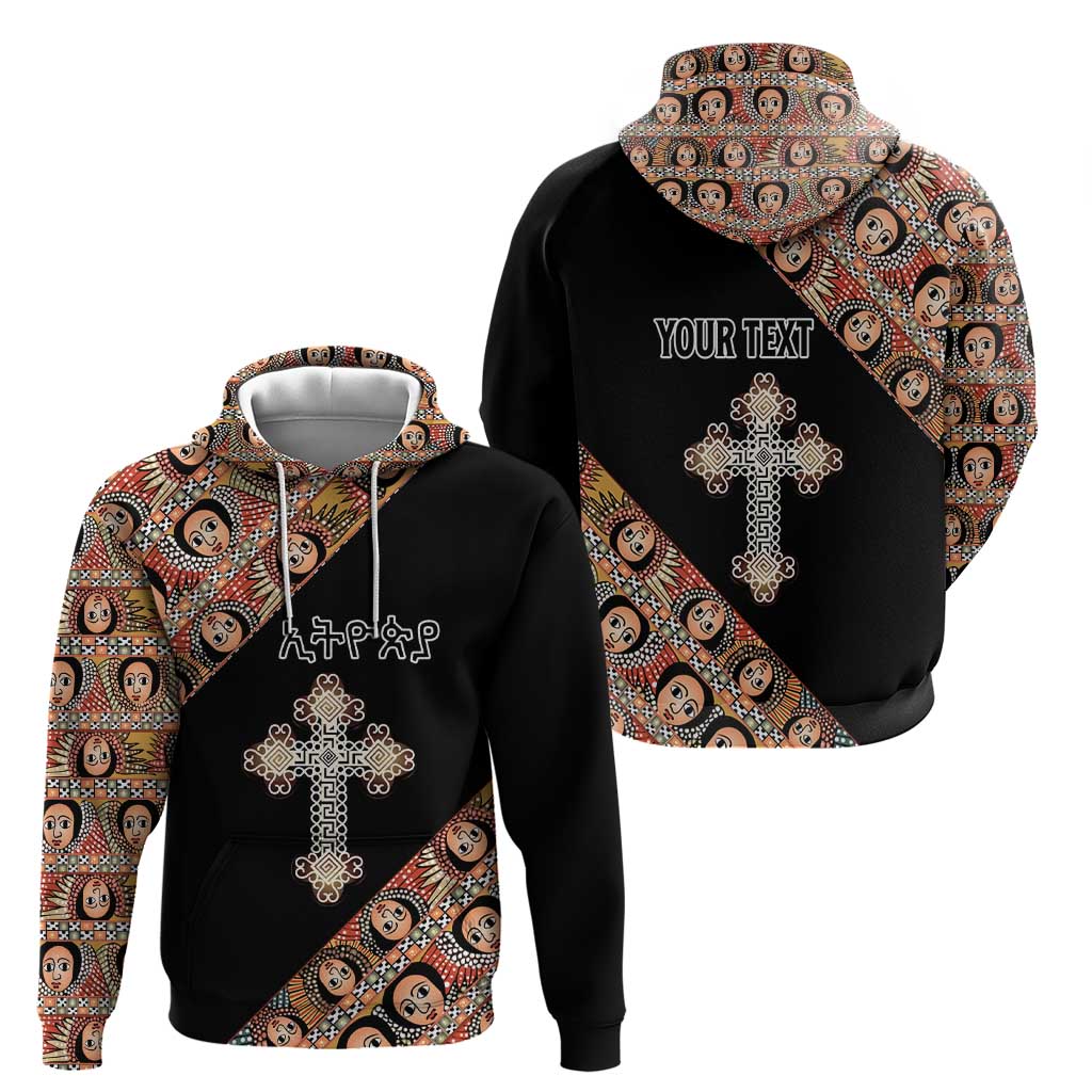 Personalized Ethiopian Orthodox Church Angel Zip Hoodie Black Color