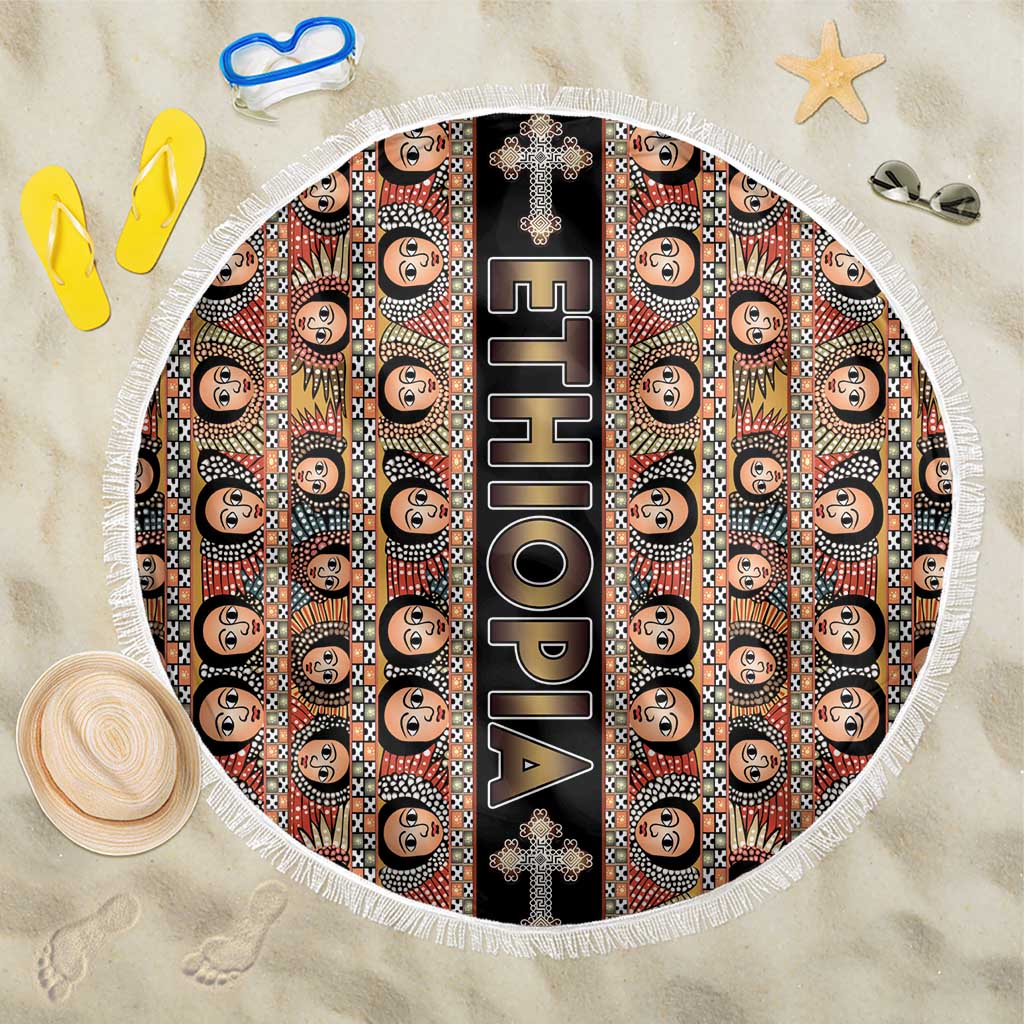 Ethiopian Tewahedo Angel Orthodox Beach Blanket Black Color