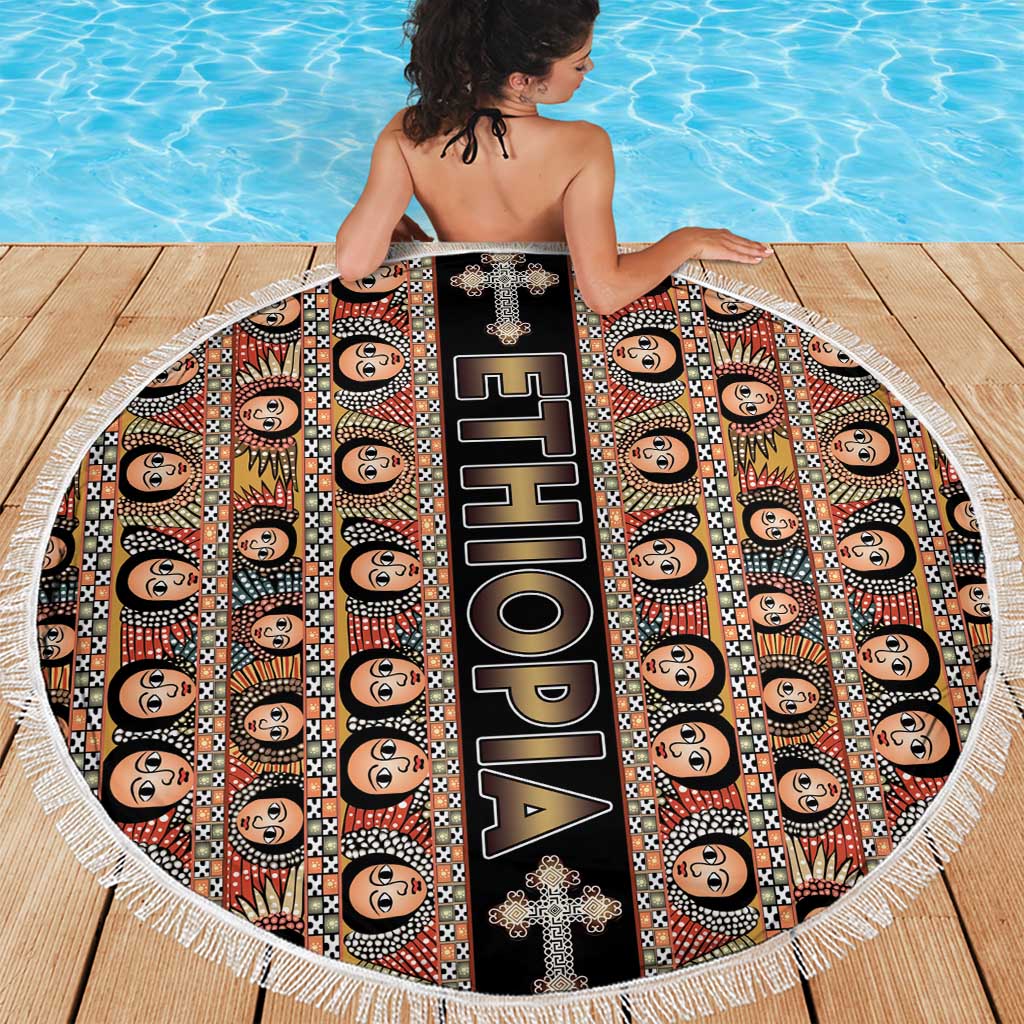 Ethiopian Tewahedo Angel Orthodox Beach Blanket Black Color