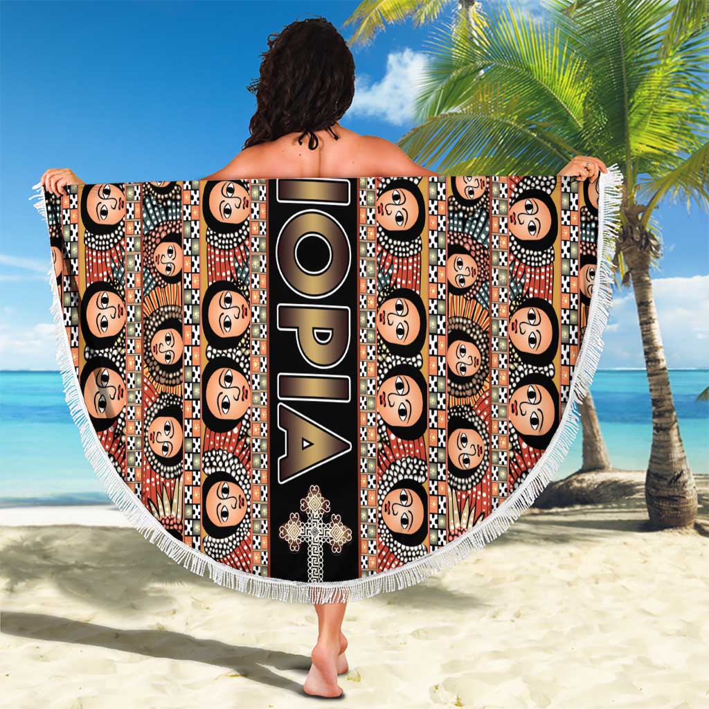 Ethiopian Tewahedo Angel Orthodox Beach Blanket Black Color