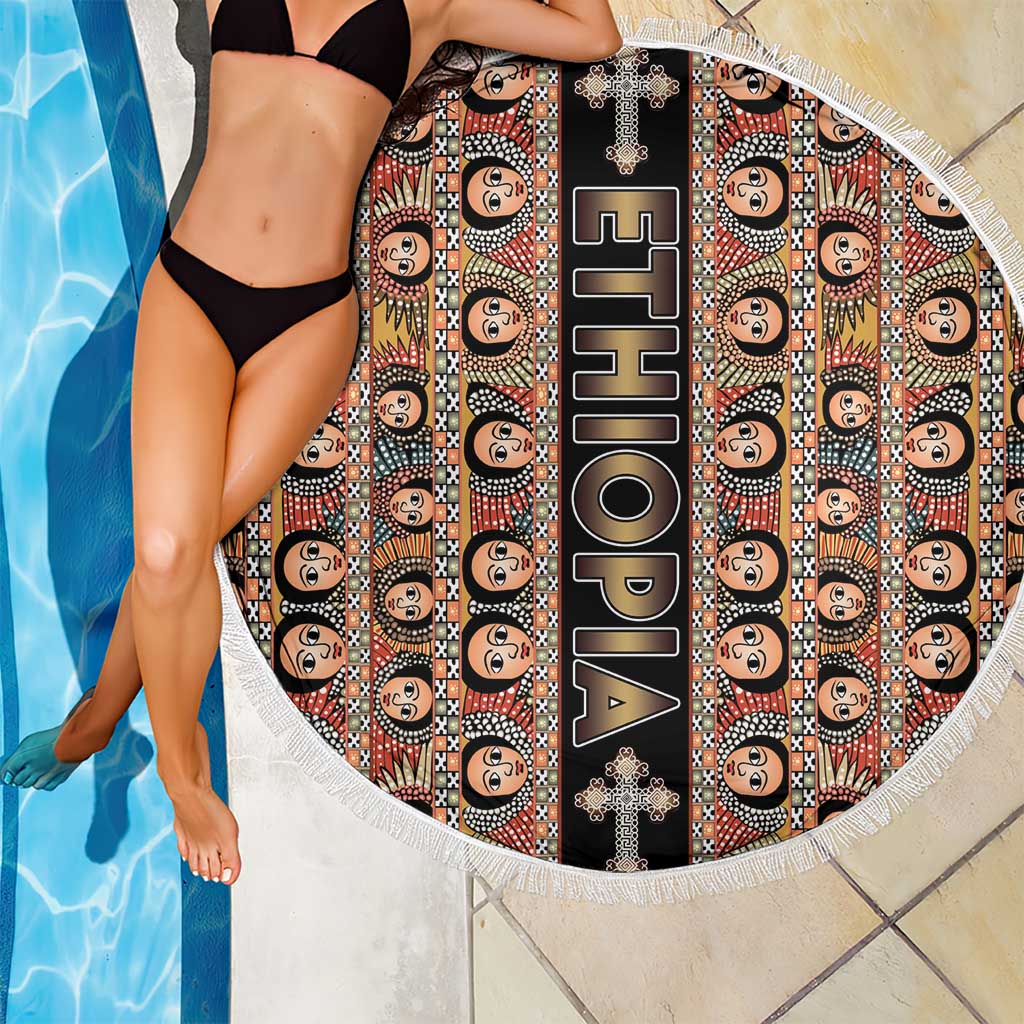 Ethiopian Tewahedo Angel Orthodox Beach Blanket Black Color