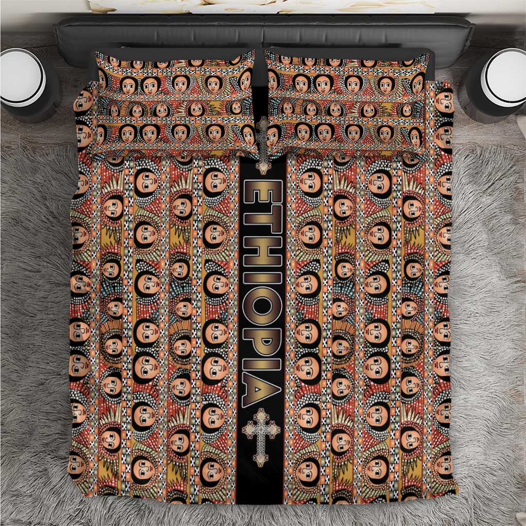 Ethiopian Tewahedo Angel Orthodox Bedding Set Black Color