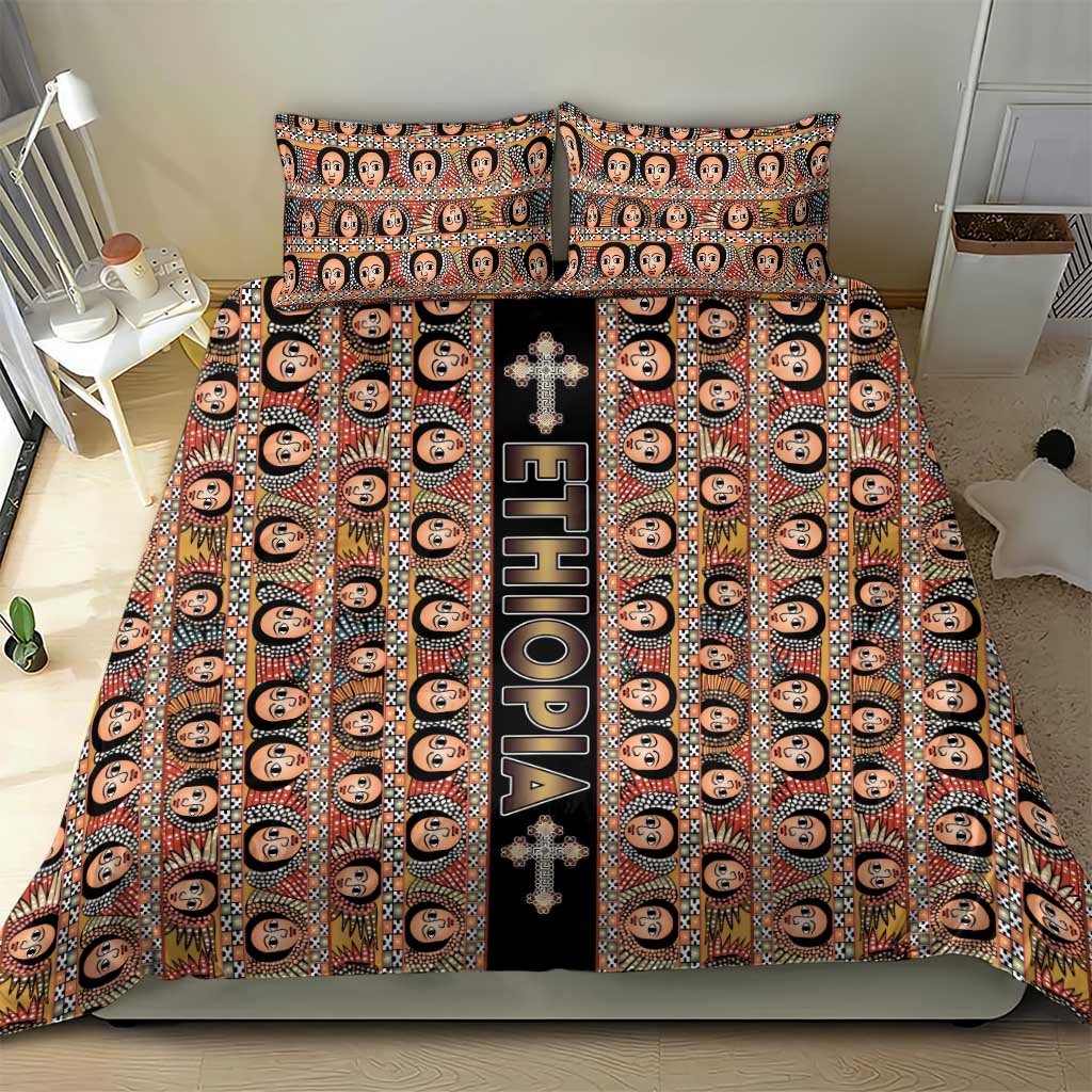 Ethiopian Tewahedo Angel Orthodox Bedding Set Black Color