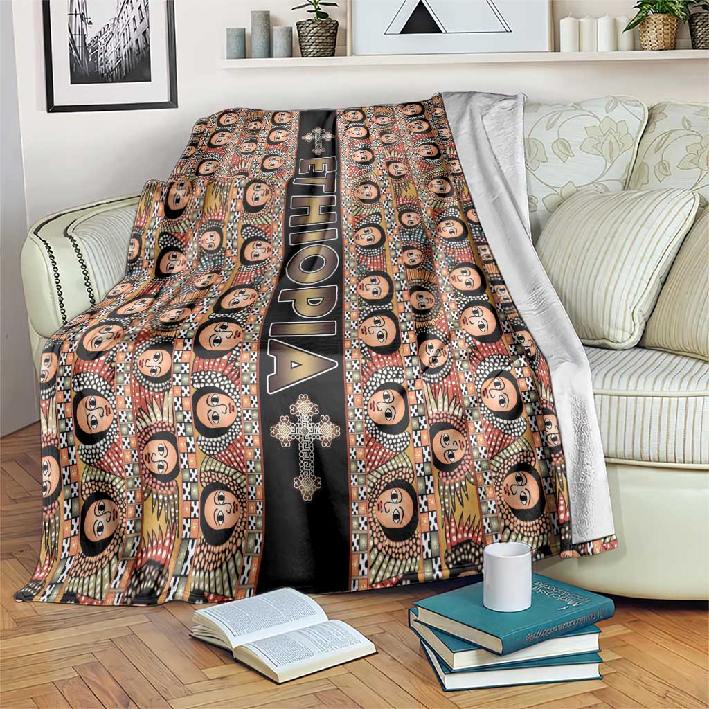 Ethiopian Tewahedo Angel Orthodox Blanket Black Color