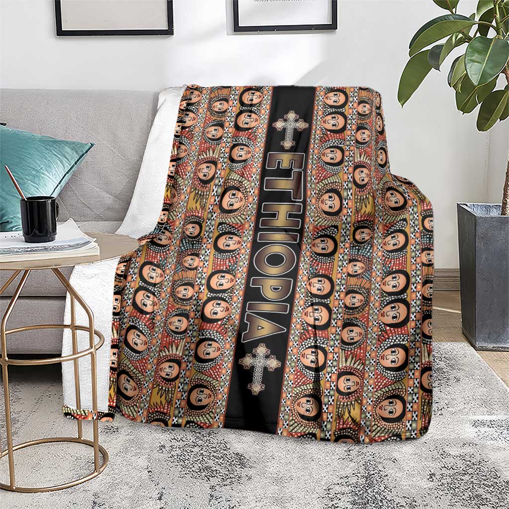 Ethiopian Tewahedo Angel Orthodox Blanket Black Color