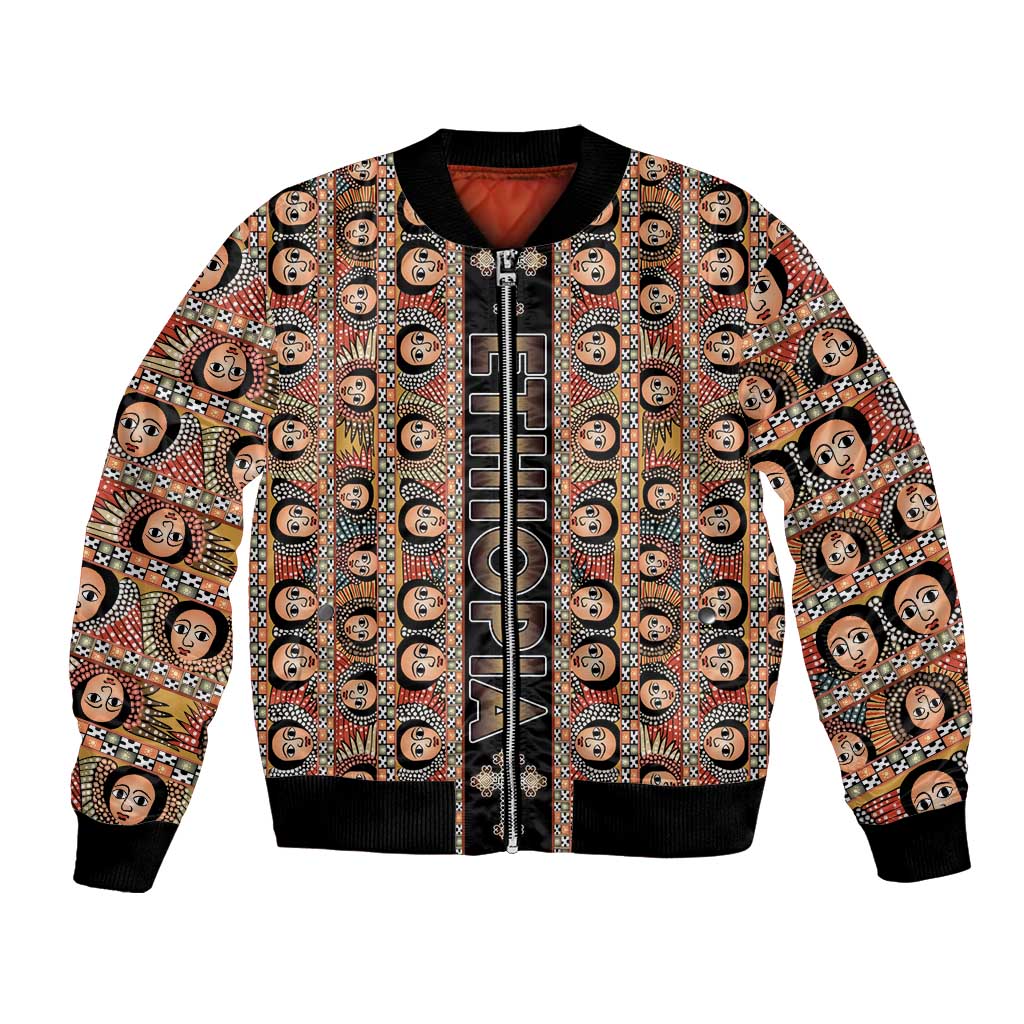 Personalized Ethiopian Tewahedo Angel Orthodox Bomber Jacket Black Color