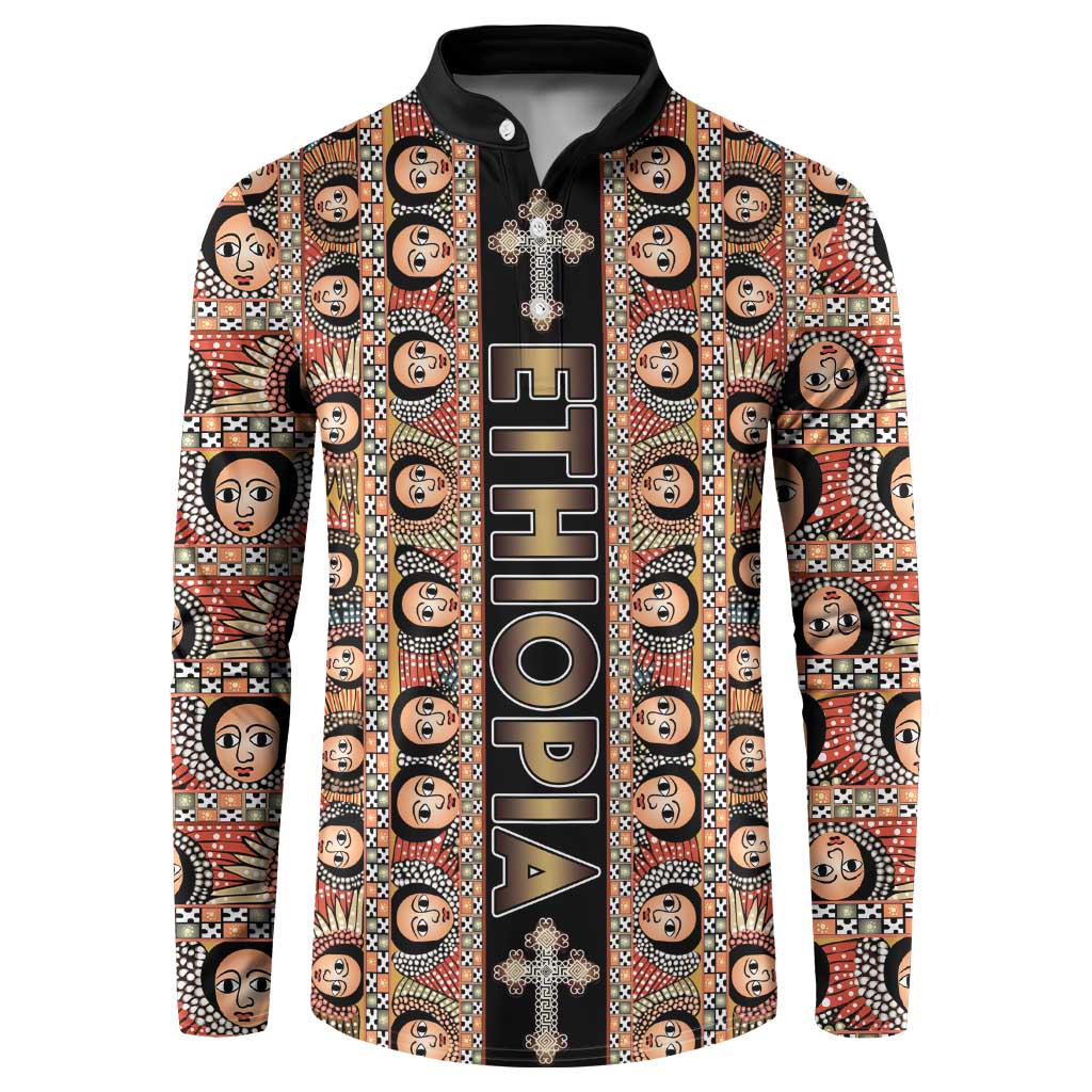 Personalized Ethiopian Tewahedo Angel Orthodox Button Sweatshirt Black Color