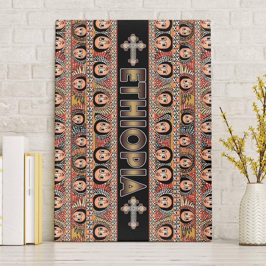 Ethiopian Tewahedo Angel Orthodox Canvas Wall Art Black Color