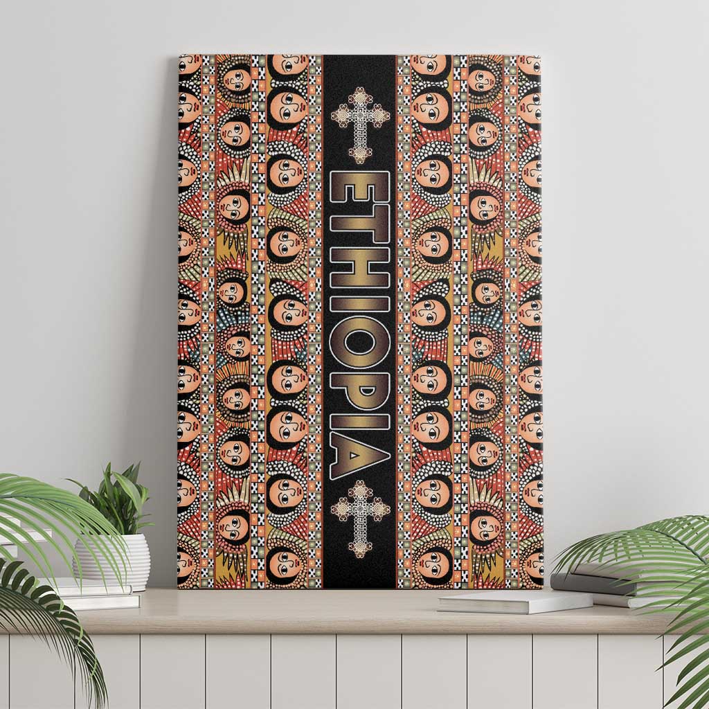 Ethiopian Tewahedo Angel Orthodox Canvas Wall Art Black Color