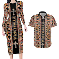 Personalized Ethiopian Tewahedo Angel Orthodox Couples Matching Long Sleeve Bodycon Dress and Hawaiian Shirt Black Color