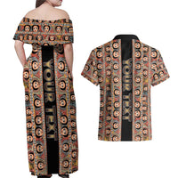Personalized Ethiopian Tewahedo Angel Orthodox Couples Matching Off Shoulder Maxi Dress and Hawaiian Shirt Black Color