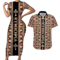 Personalized Ethiopian Tewahedo Angel Orthodox Couples Matching Short Sleeve Bodycon Dress and Hawaiian Shirt Black Color